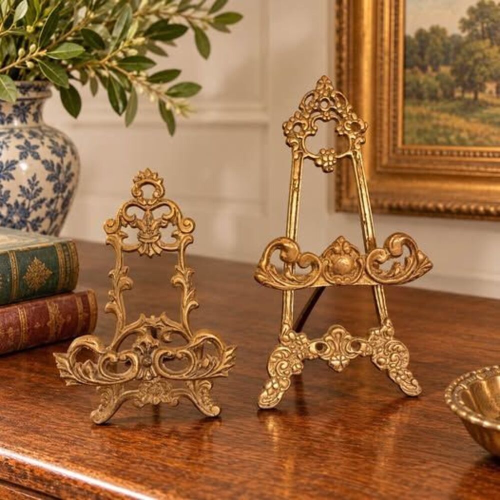 Vintage Ornate Brass Display Easels - Set of 2
